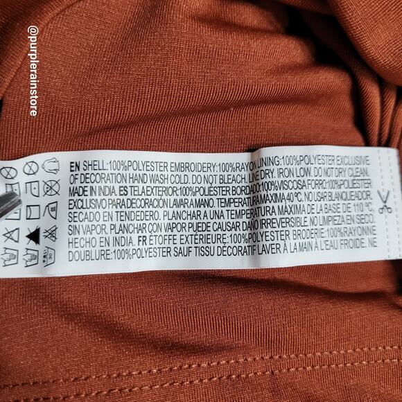 Forever 21 Chiffon Slip Dress L Embellished Beaded Boho Western Southwestern NWT - Picture 5 of 9